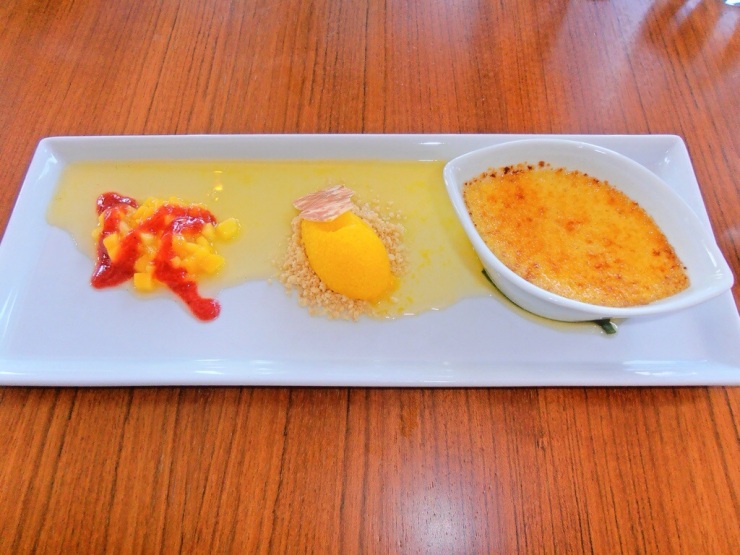 Creme Brulee with mango sorbet to finish
